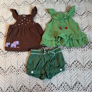 Vintage Gymboree Green and Brown 18-24 months Mix Of Pieces Adorable Embroidered